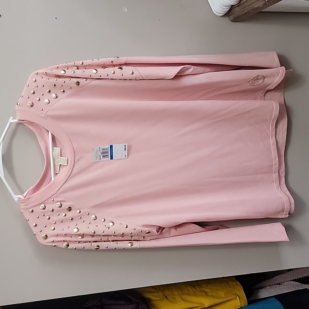 Michael kors baby pink long sleeve top